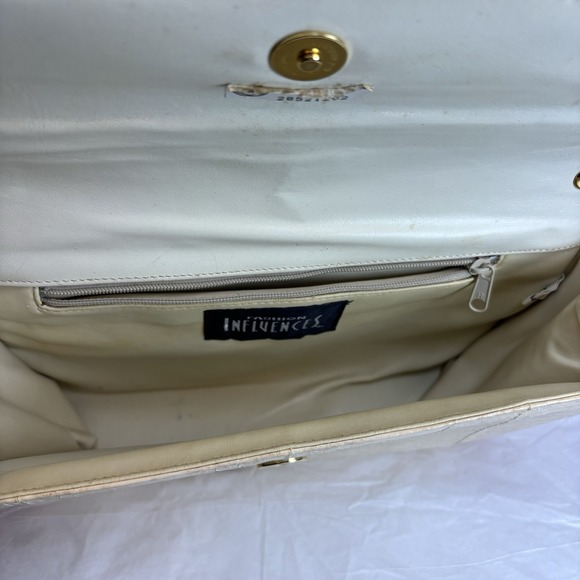 Vintage 1980s Ivory Snakeskin Clutch‎ Purse Bag Retro Unique Envelope Boxy